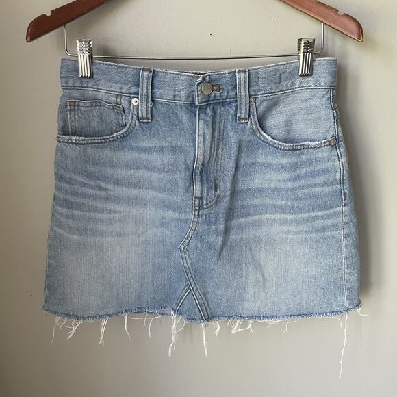 Madewell Rigid Denim A Line Skirt Womens Size 27, 15 In Length Light‎ Wash - Picture 1 of 8